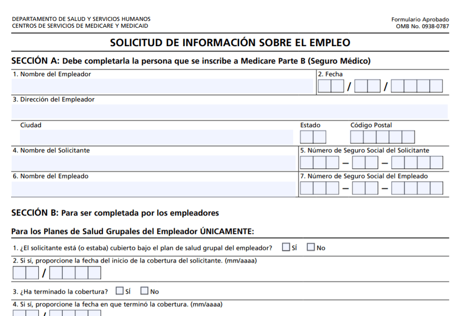 Form CMS-L564: Request for Employment Information (Spanish)