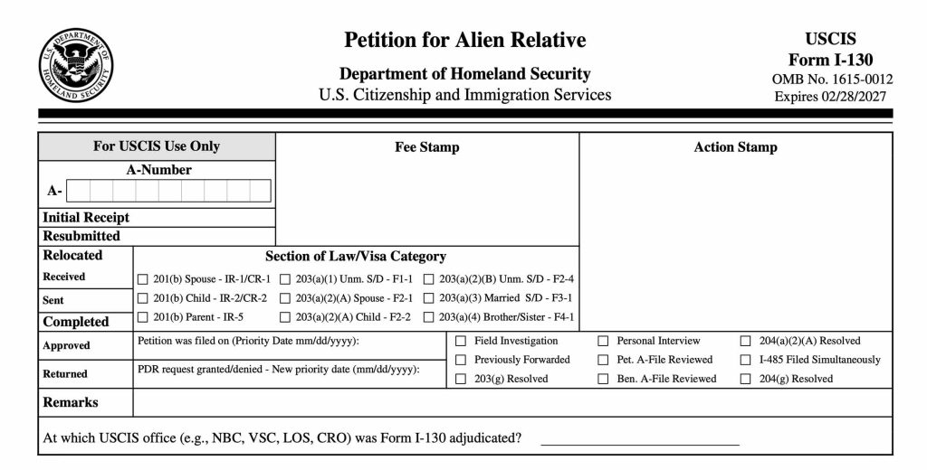 Form I-130: Petition for Alien Relative