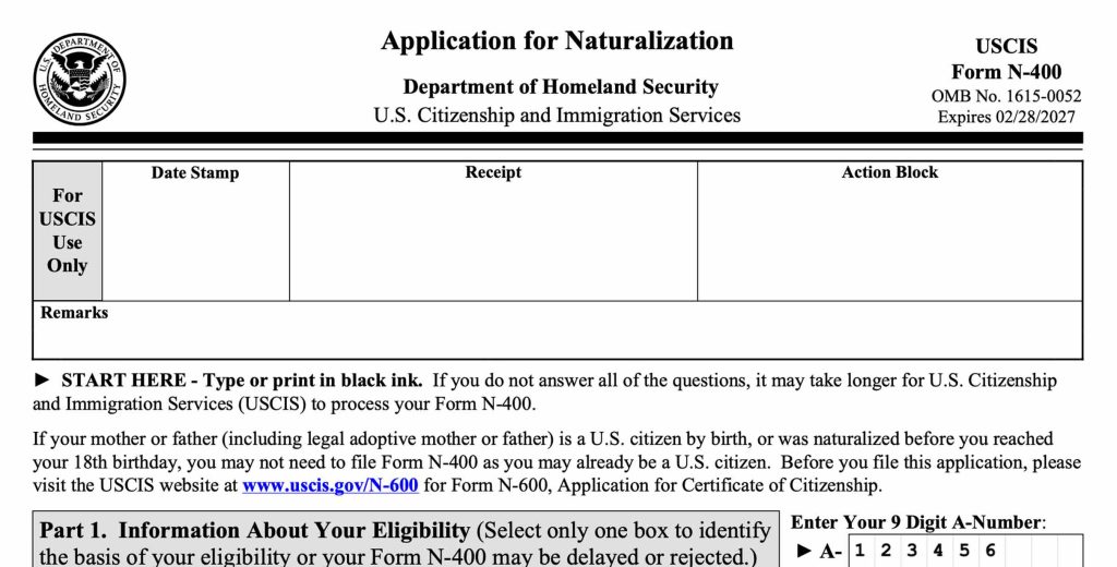 Form N-400: Application for Naturalization