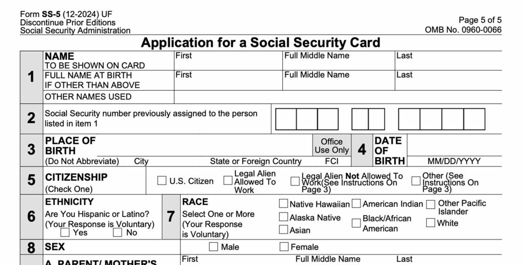 Form SS-5: Application for a Social Security Card
