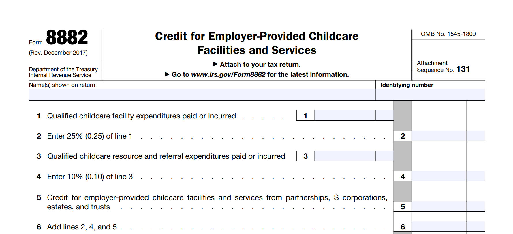 Form 8882: Credit for Employer-Provided Childcare Facilities and Services