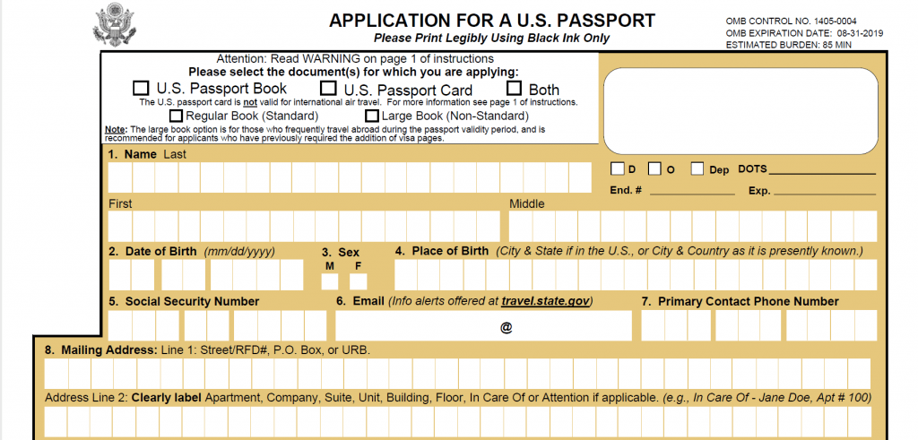 Form DS-11: U.S. Passport Application