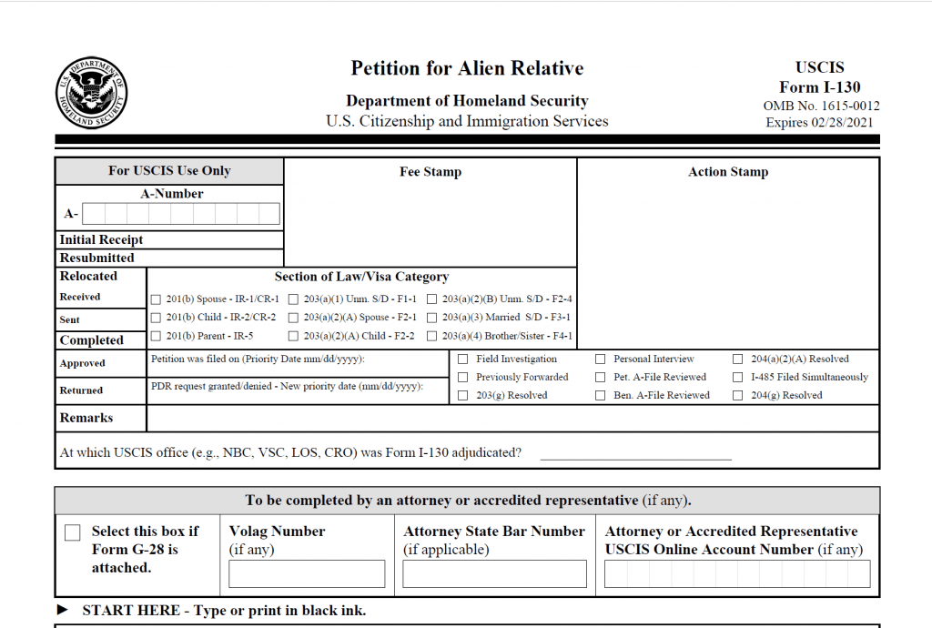 Form I-130: Petition for Alien Relative