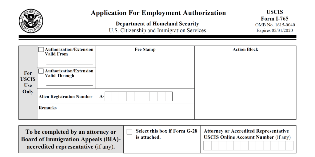 Form I-765: Application for Employment Authorization
