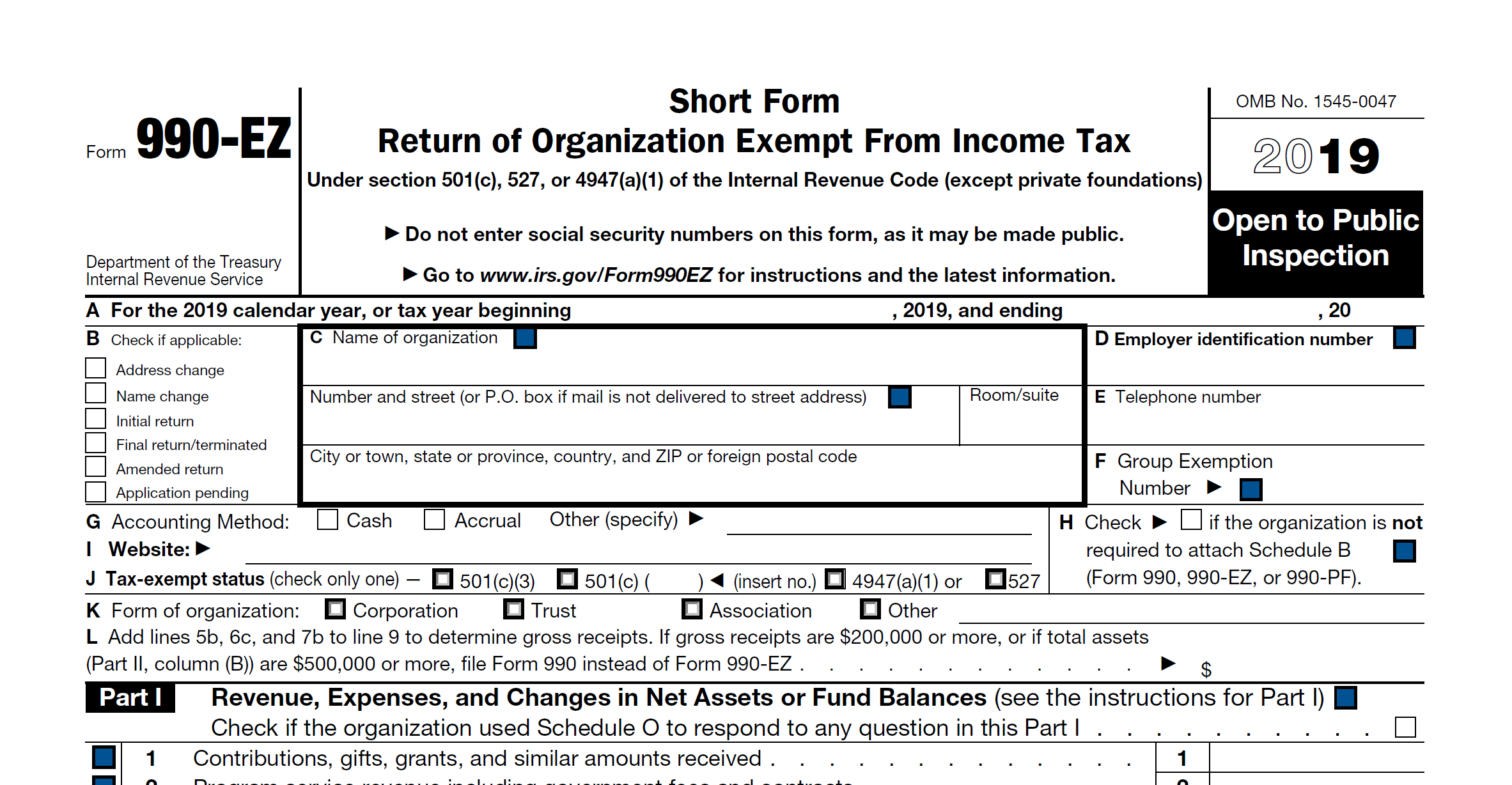 Form 990-EZ: Short Form Return of Organization Exempt From Income Tax
