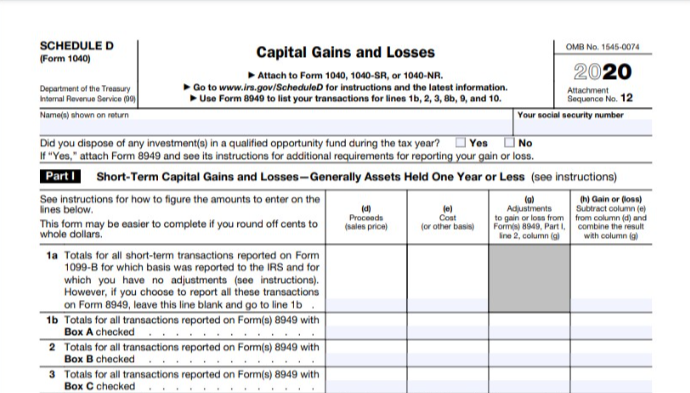 Schedule D (Form 1040) Capital Gains and Losses