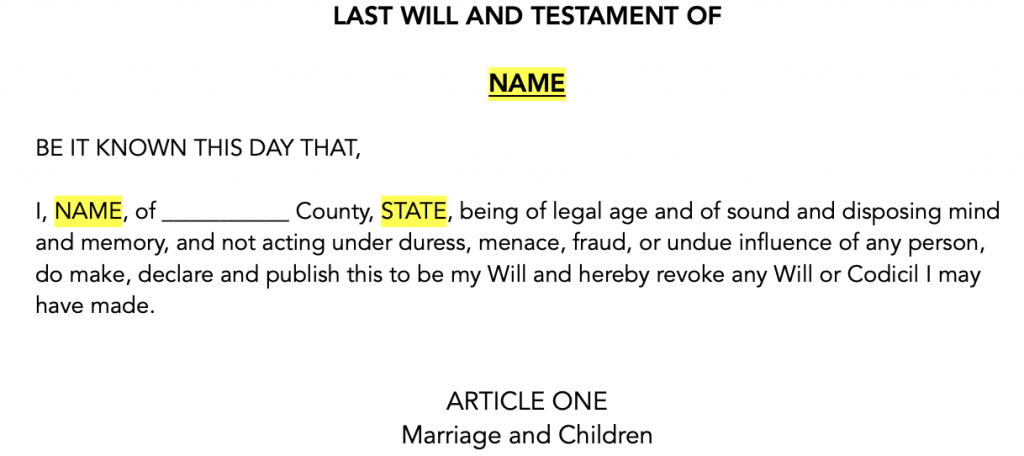 Last Will and Testament
