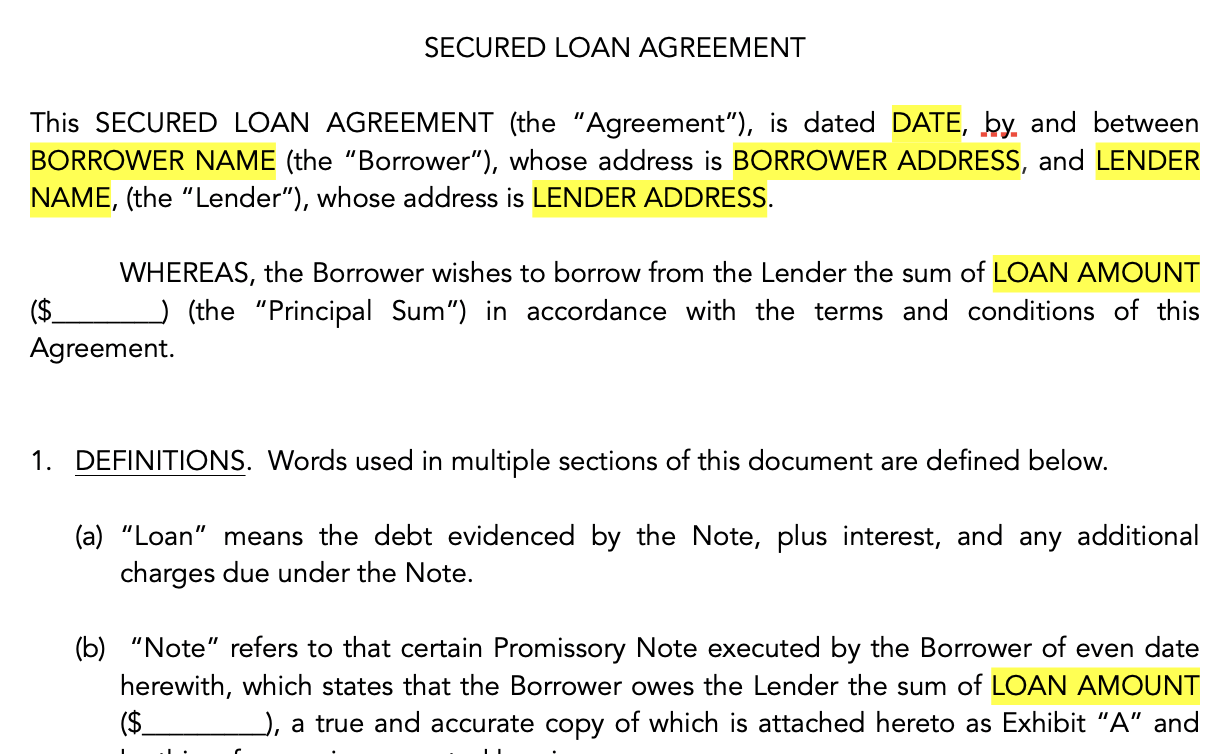 Loan Agreement and Promissory Note