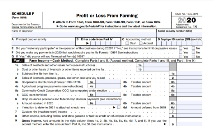 Schedule F (Form 1040) Profit or Loss From Farming