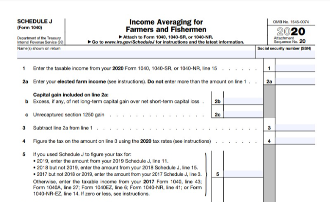 Schedule J (Form 1040): Income Averaging for Farmers and Fishermen