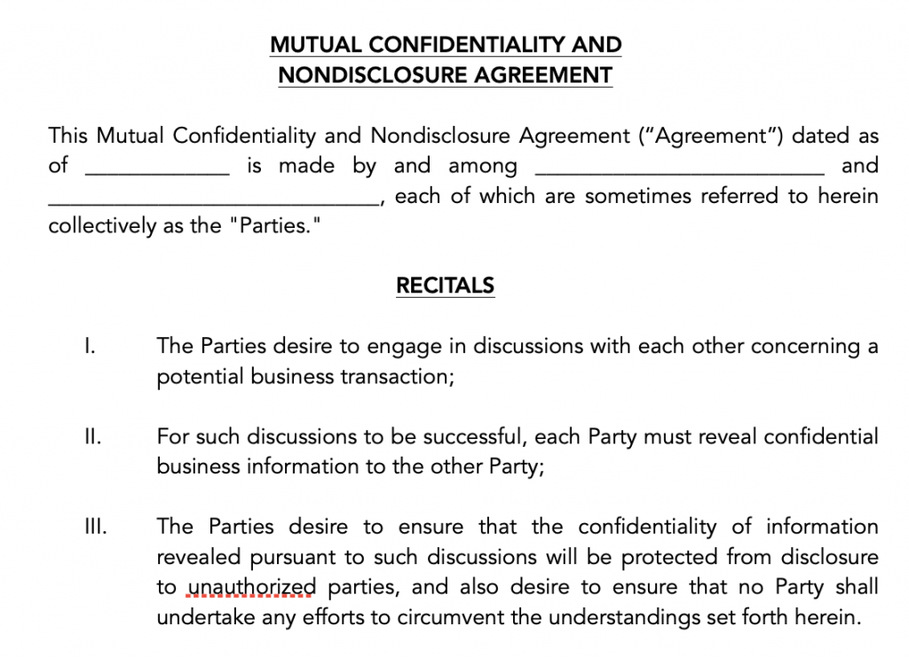 Nondisclosure and Confidentiality Agreement