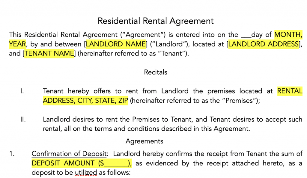Residential Rental Agreement