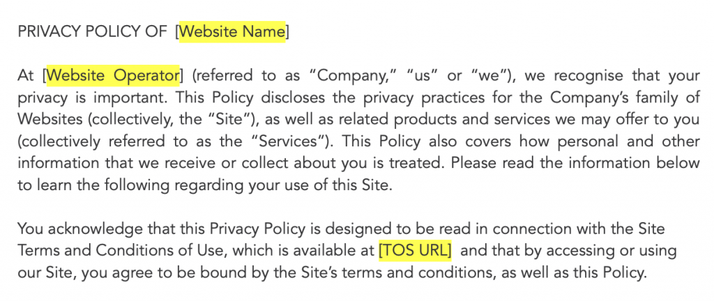 Website Privacy Policy