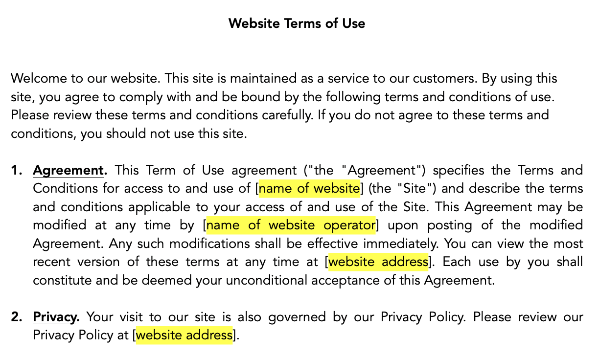 Website Terms of Use