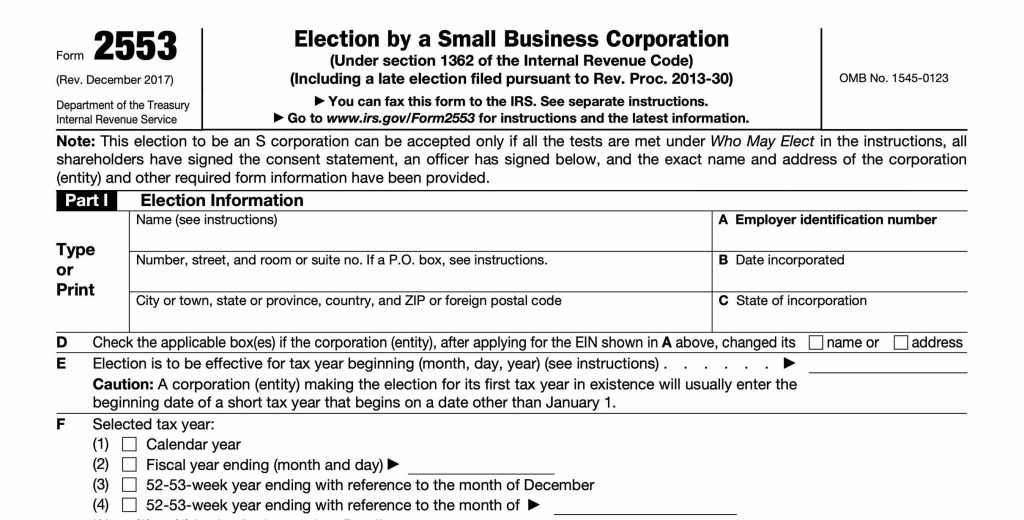 Form 2553: Election by a Small Business Corporation